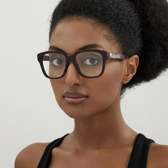 Alexander McQueen AM0333O 002 Eyeglasses Black 52mm Square Frame - Picture 3 of 10